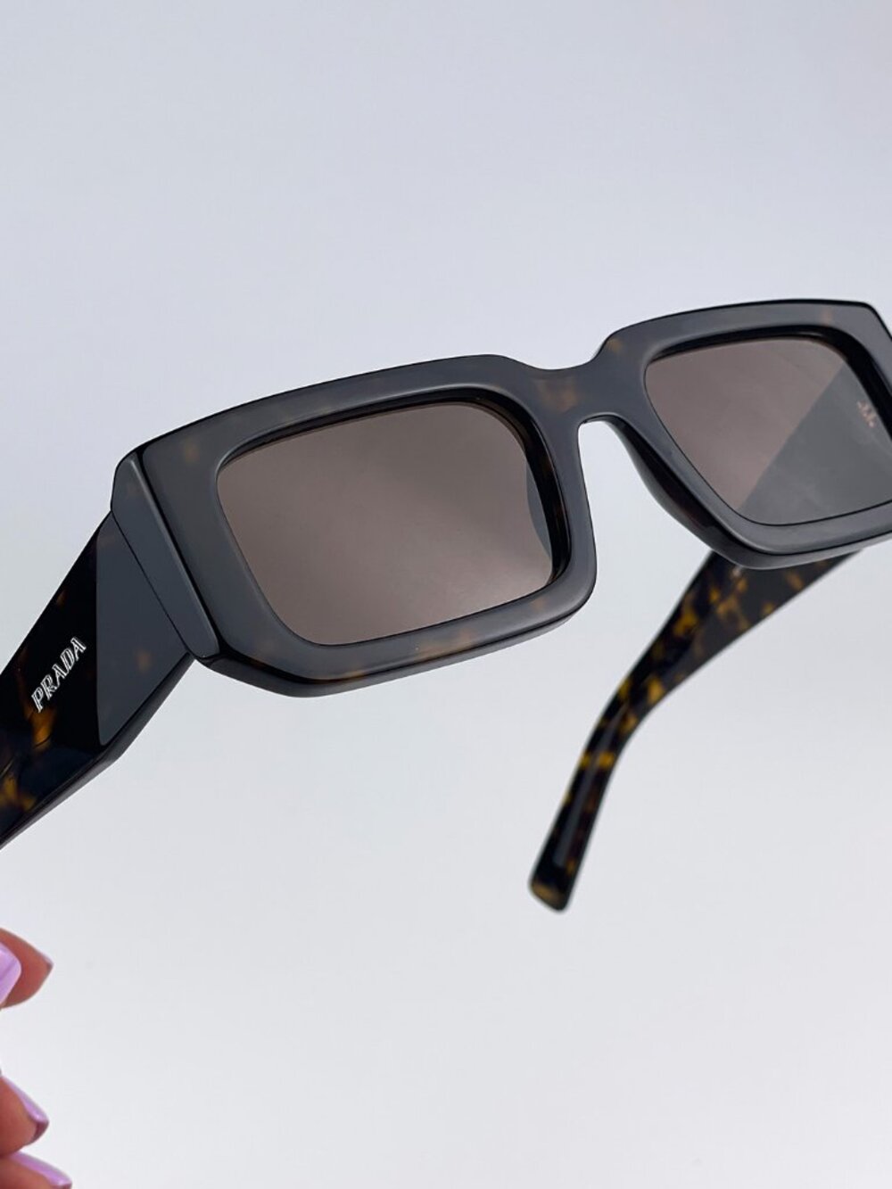 PRADA PR06YS 2AU8C1 HAVANA TORTOISE RECTANGLE SUNGLASSES